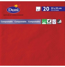 Салфетки 3-слойные, бумажные Duni Tissue, цвет: Красный, размер 33 х 33 см, 20 штук