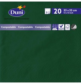 Салфетки 3-слойные, бумажные Duni Tissue, цвет: Тёмно-зелёный, размер 33 х 33 см, 20 штук