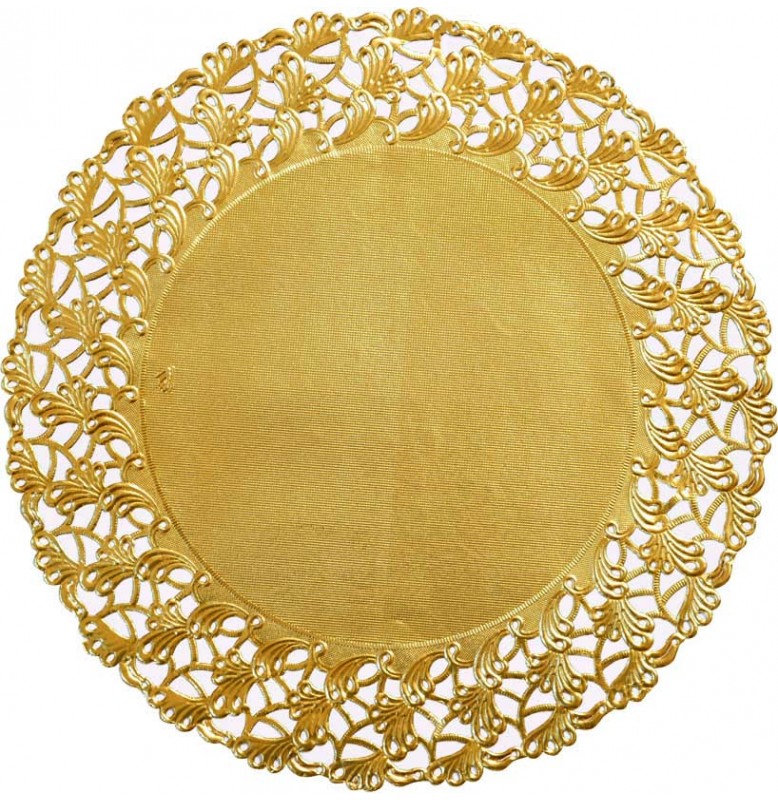 Кружевные салфетки Doilies, D36 см, круглые, Цвет: золото; 10 шт