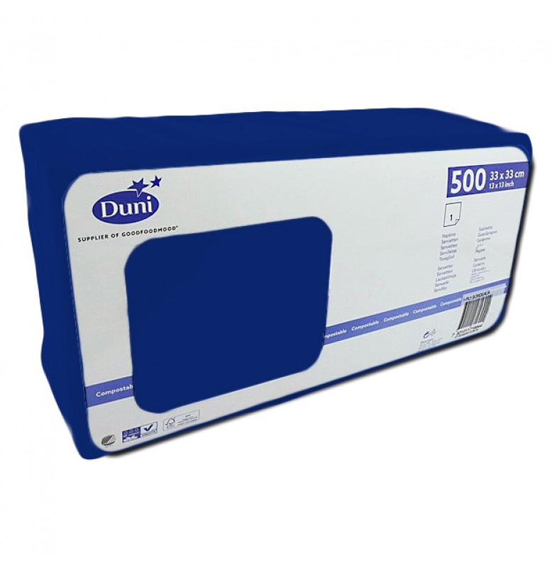 Салфетки 1-слойные, бумажные Duni Tissue, цвет: Тёмно-синий, размер 33 х 33 см, 500 штук 