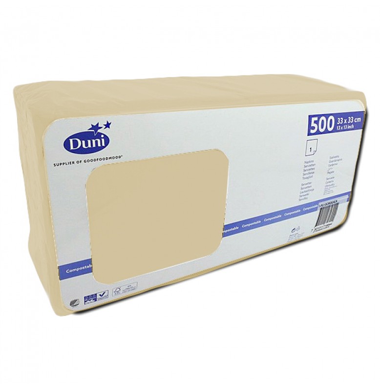 Салфетки 1-слойные, бумажные Duni Tissue, цвет: Ваниль, размер 33 х 33 см, 500 штук 