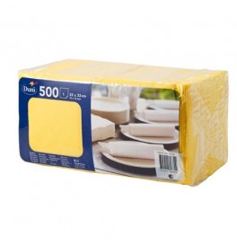 Салфетки 1-слойные, бумажные Duni Tissue, цвет: Жёлтый, размер 33 х 33 см, 500 штук  