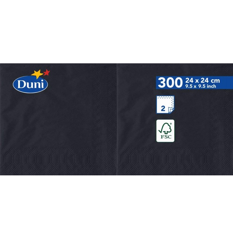 Салфетки 2-слойные, бумажные Duni Tissue, цвет: Чёрный, размер 24 х 24 см, 300 штук