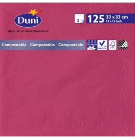 Салфетки 2-слойные, бумажные Duni Tissue, цвет: Фуксия, размер 33 х 33 см, 125 штук
