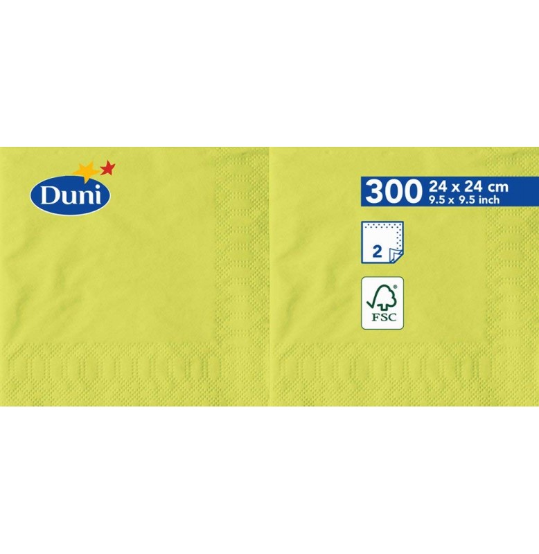 Салфетки 2-слойные, бумажные Duni Tissue, цвет: Киви, размер 24 х 24 см, 300 штук