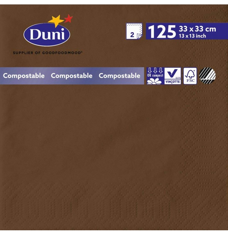 Салфетки 2-слойные, бумажные Duni Tissue, цвет: Кофе, размер 33 х 33 см, 125 штук