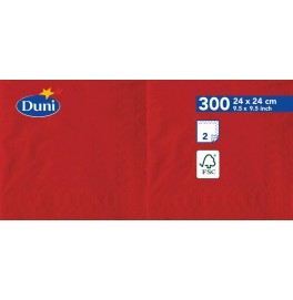 Салфетки 2-слойные, бумажные Duni Tissue, цвет: Красный, размер 24 х 24 см, 300 штук