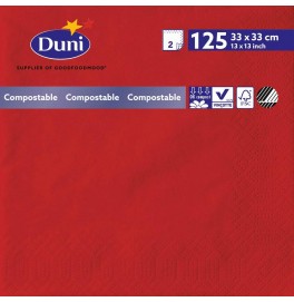 Салфетки 2-слойные, бумажные Duni Tissue, цвет: Красный, размер 33 х 33 см, 125 штук