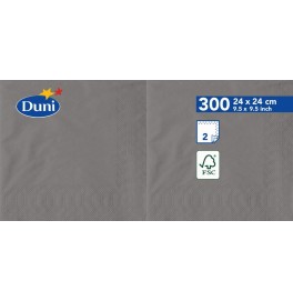 Салфетки 2-слойные, бумажные Duni Tissue, цвет: Серый гранит, размер 24 х 24 см, 300 штук