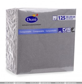 Салфетки 2-слойные, бумажные Duni Tissue, цвет: Серый гранит, размер 33 х 33 см, 125 штук