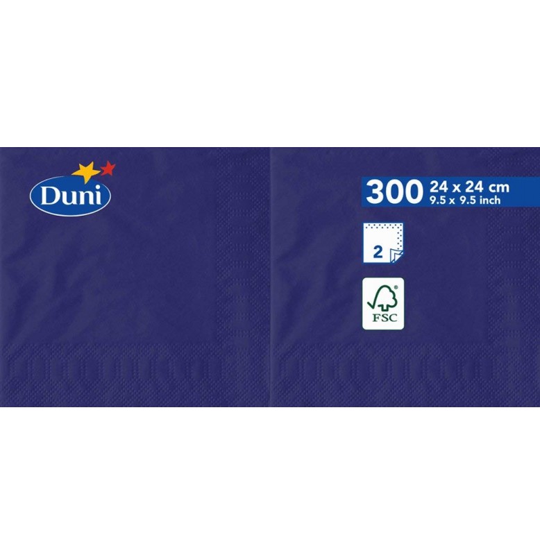 Салфетки 2-слойные, бумажные Duni Tissue, цвет: Тёмно-синий, размер 24 х 24 см, 300 штук