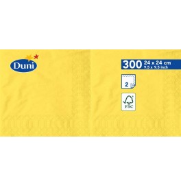 Салфетки 2-слойные, бумажные Duni Tissue, цвет: Жёлтый, размер 24 х 24 см, 300 штук