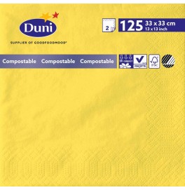 Салфетки 2-слойные, бумажные Duni Tissue, цвет: Жёлтый, размер 33 х 33 см, 125 штук