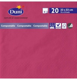 Салфетки 3-слойные, бумажные Duni Tissue, цвет: Фуксия, размер 33 х 33 см, 20 штук