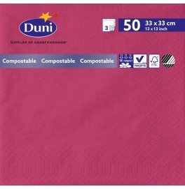 Салфетки 3-слойные, бумажные Duni Tissue, цвет: Фуксия, размер 33 х 33 см, 50 штук