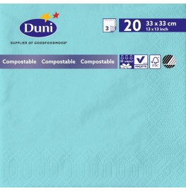 Салфетки 3-слойные, бумажные Duni Tissue, цвет: Голубой/мятный, размер 33 х 33 см, 20 штук
