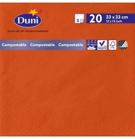 Салфетки 3-слойные, бумажные Duni Tissue, цвет: Мандарин, размер 33 х 33 см, 20 штук
