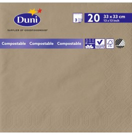 Салфетки 3-слойные, бумажные Duni Tissue, цвет: Серо-бежевый, размер 33 х 33 см, 20 штук