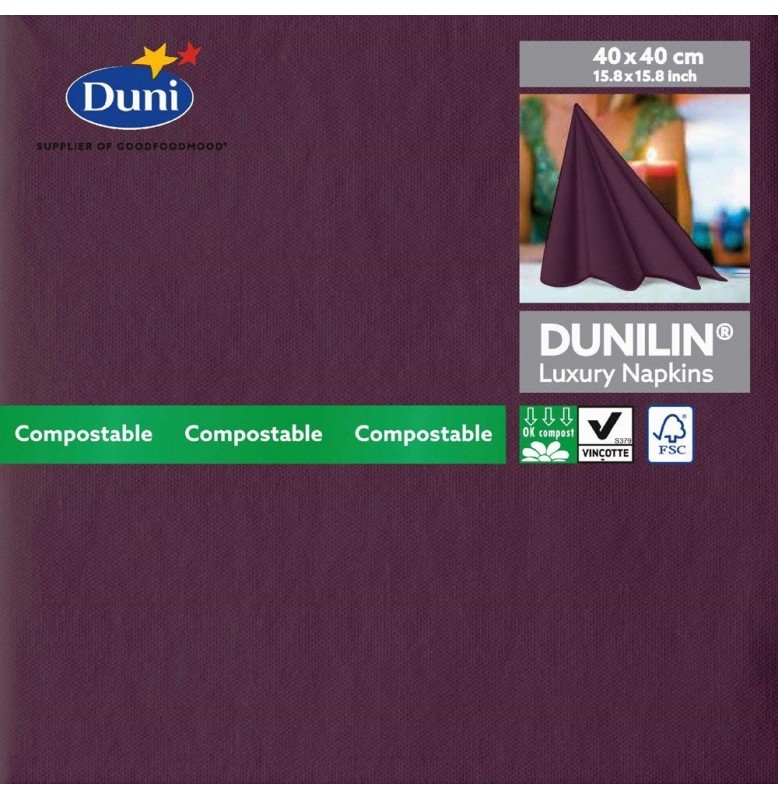 Салфетки бумажные Dunilin, цвет: слива, размер 40 х 40 см, 12 штук