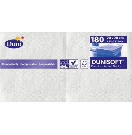 Салфетки бумажные Dunisoft Airlaid, цвет: Белый, размер 20 х 20 см, 180 штук