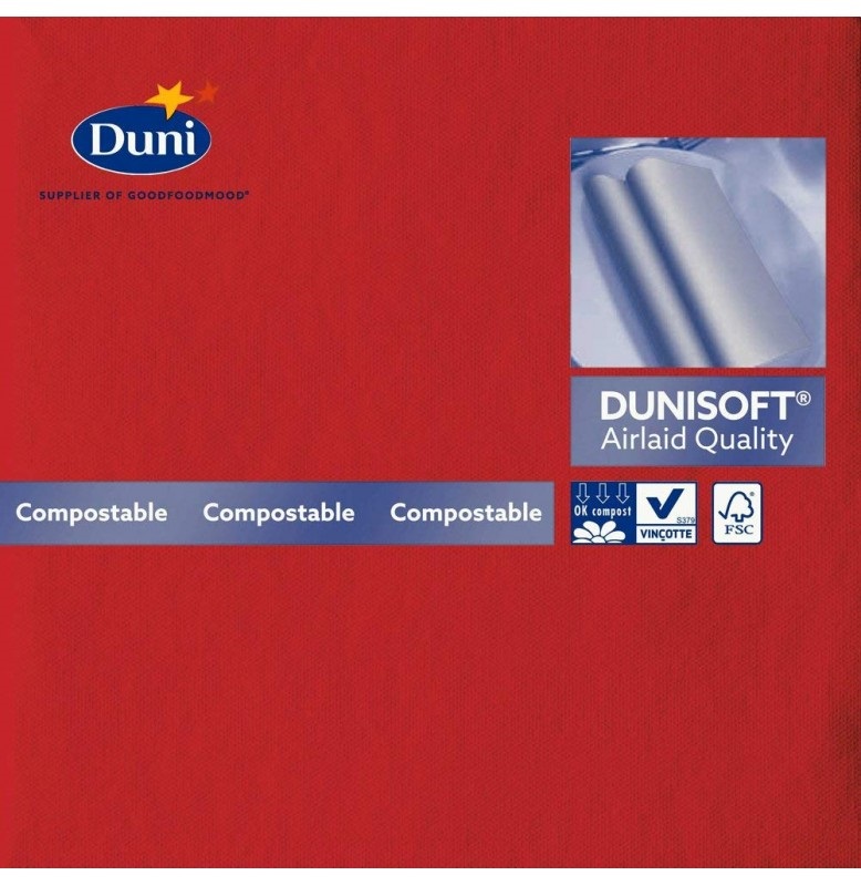 Салфетки бумажные Dunisoft Airlaid, цвет: красный, размер 40 х 40 см, 12 шт