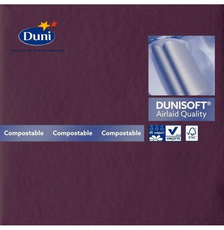 Салфетки бумажные Dunisoft Airlaid, цвет: слива, размер 40 х 40 см, 12 шт